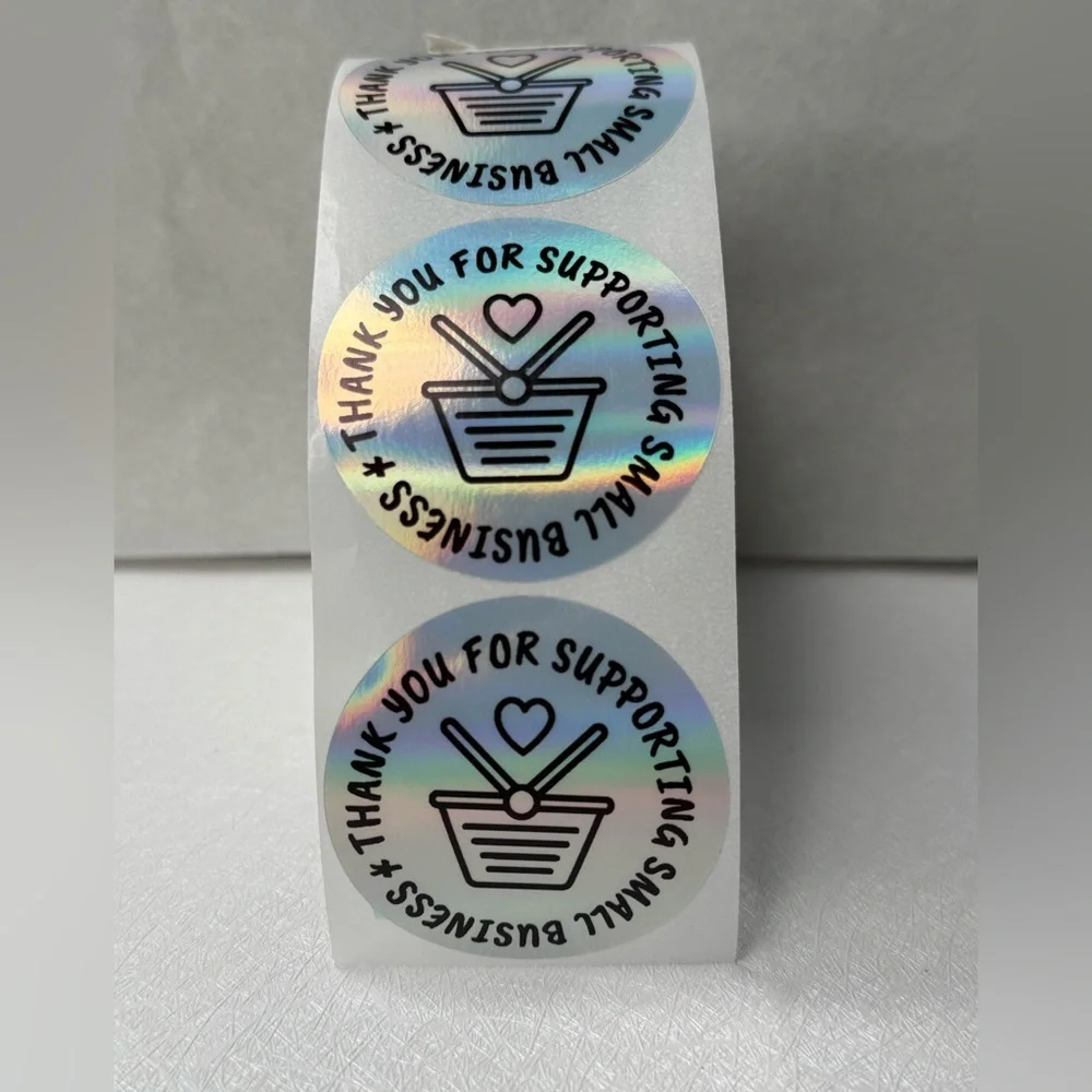 100pcs Thank You Stickers Holographic Small Business Labels 2”
